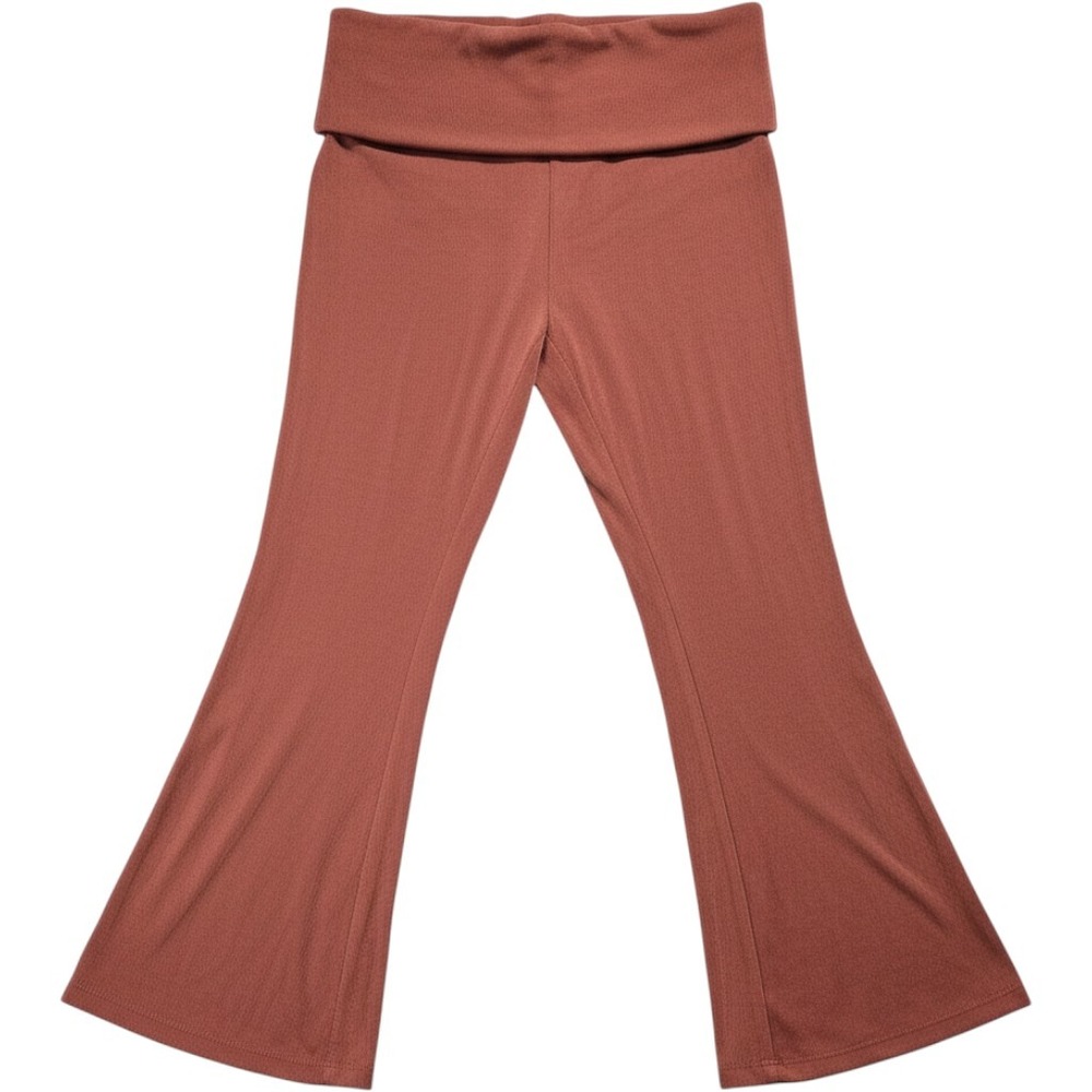 Urban Outfitters Rust Ribbed Flare Pants Foldover Waist Small